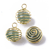 Iron Wrap-around Spiral Bead Cage Pendants IFIN-R239-09G-1