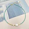 Elegant Freshwater Pearl Oval Pendant Necklaces YO9740-2-1