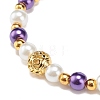 Alloy Gender Symbol & Glass Round Beaded Stretch Bracelet for Women BJEW-JB08511-01-4