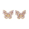 Rack Plating Brass with Cubic Zirconia Stud Earrings for Women EJEW-G394-06G-3