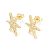 Clear Cubic Zirconia Star Stud Earrings EJEW-P196-13G-1