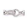 Brass Micro Pave Clear Cubic Zirconia Fold Over Clasps KK-Q074-15P-1