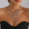 Two Tone Alloy Sun and Chain Tassel 2-Strand Bib Necklaces with CCB Plastic Beads for Women WG233F9-01-4