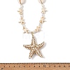 Summer Beach Adjustable Acrylic Starfish Pendant Natural Cowrie Shell & Synthetical Turquoise & Imitation Pearl Beaded Braided Necklaces for Women NJEW-JN06374-4