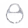 Non-Tarnish 304 Stainless Steel Oval Open Cuff Ring X-RJEW-T023-91P-2