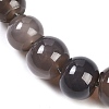 Natural Grey Agate Rondelle Graduated Beaded Necklaces for Women Men NJEW-K388-02C-2