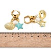 Starfish with Shell Charm 202 Stainless Steel Dangle Hoop Earrings EJEW-JE07063-5