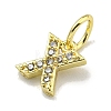 Letter Brass Micro Pave Clear Cubic Zirconia Pendants KK-K354-06G-X-2