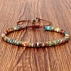 Dyed Synthetic Imperial Jasper Heishi Beads Adjustable Braided Bracelets for Men Women BX7041-24-1