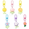 6Pcs Flower Resin Pendant Decorations HJEW-YW00056-1