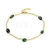 Natural Mixed Gemstone Nuggets Beaded Anklet with Vacuum Plating 304 Stainless Steel Chains AJEW-Z008-04-2