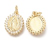 Brass Micro Pave Clear Cubic Zirconia Pendants ZIRC-O036-34G-2