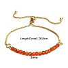 Natural Red Agate(Dyed & Heated) Faceted Round Beaded Adjustable Brass Box Chain Slider Bracelets for Women QE7421-1-2