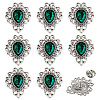 8Pcs Teardrop Zinc Alloy & Glass Lapel Pin Backs for Clothes JEWB-PH0001-90B-1