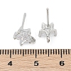 Brass Micro Pave Clear Cubic Zirconia Stud Earring Findings KK-Z099-02P-04-3