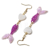 Glass & Shell Dangle Earrings EJEW-MZ00160-01-4