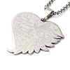 Non-Tarnish Hummingbird Heart 304 Stainless Steel Those We Love Dont Go Away Pendant Necklaces for Women and Men NJEW-F324-02P-1