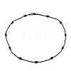 304 Stainless Steel Round Snake Chain Necklace with Oval Beaded NJEW-E098-04EB-1