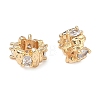Brass Micro Pave Clear Cubic Zirconia European Beads KK-B172-03G-1