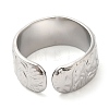304 Stainless Steel Textured Open Cuff Ring for Women RJEW-I098-26P-3