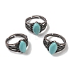 Synthetic Turquoise Horse Eye Adjustable Rings RJEW-K271-05R-11-1