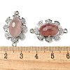 Natural Strawberry Quartz Faceted Oval Connector Charms G-G181-06P-05-3