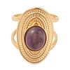 Oval Natural Amethyst Finger Rings RJEW-Z057-14G-03-2