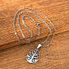Vintage 304 Stainless Steel Hollow Oval with Tree of Life Pendant Necklaces WG4D9D4-01-1