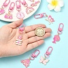 10Pcs 10 Styles Breast Cancer Awareness Ribbon Alloy Enamel Flower Pendant Decorations HJEW-YW00317-5