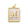 Brass Pave Natural White Shell Pendants KK-S522-09G-E-1