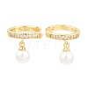 Round Brass Micro Pave Clear Cubic Zirconia Cuff Earrings EJEW-Z164-02G-4