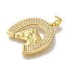 Horse Rack Plating Brass Clear Cubic Zirconia Pendants KK-U019-32G-2