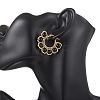 Shell Pearl & Synthetic Green Turquoise & Natural Black Onyx Flower Hoop Earrings EJEW-MZ00662-03-4