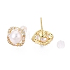 Square Brass Micro Pave Clear Cubic Zirconia Stud Earrings PEAR-N020-JY02-2