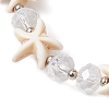 Summer Beach  Starfish Dyed Synthetic Turquoise & Faceted Glass Beaded Stretch Bracelets for Women Men BJEW-JB10454-01-2