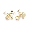 Brass Micro Pave Clear Cubic Zirconia European Dangle Charms KK-N287-33B-G-2