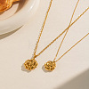 304 Stainless Steel Vintage 3D Rose Flower Pendant Necklaces for Women AM0132-3