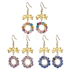 3 Pairs Bowknot with Ring Dyed & Heated Natural Agate Dangle Earrings EJEW-JE06839-1