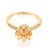 Crown Shape Brass Micro Pave Clear Cubic Zirconia Cup Peg Ring Settings KK-T076-18G-2