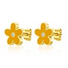 Stainless Steel Gold Plated Flower Stud Earrings XB5418-2-1