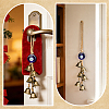 4Pcs Iron Bell with Handmade Lampwork Flat Round Evil Eye Pendant Decorations HJEW-PH02575-5