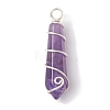 Natural Mixed Gemstone Pointed Pendants PALLOY-JF02674-02-4