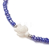 15Pcs 15 Colors Summer Beach Dyed Synthetic Turquoise Turtle with Glass Beaded Anklets AJEW-AN00776-4