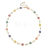 Brass Enamel Evil Eye Clover Link Chain Necklaces NJEW-JN05762-4