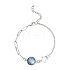 2Pcs 304 Stainless Steel Resin Cabochon Link Bracelets BJEW-JB13407-3