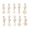 Natural Cultured Freshwater Pearl Rice with 304 Stainless Steel Pendants PALLOY-JF04791-1
