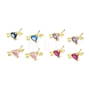 Heart with Arrow Real 18K Gold Plated Brass Stud Earrings EJEW-L270-06G-1