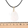 Natural Pink Opal Teardrop Pendant  Black Waxed Cord Necklaces for Women NJEW-JN06584-5