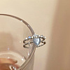 1Pc Heart Alloy Rhinestone Cuff Rings FS-WGDF7E1-01-1