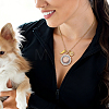 3Pcs Alloy Crystal Rhinestone Wing Paw Print and Glass Magnetic Flat Round Locket Pendant Ball Chain Necklaces for Women NJEW-DR00041-5